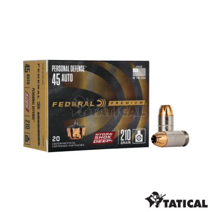 Munição Federal .45 Auto 210GR Hydra Shok Deep JHP Cx c/20