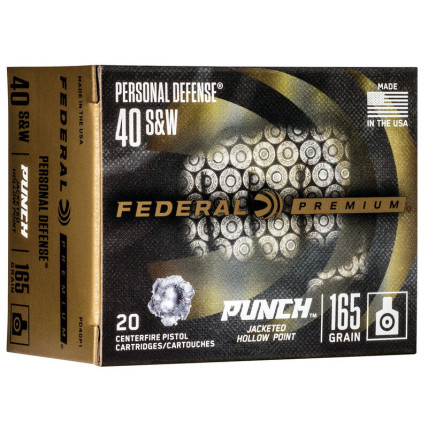 Munição Federal .40 S&W Punch JHP 165gr Cx c/20 1