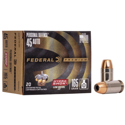Munição Federal .45 ACP JHP Hydra Shok 165gr Cx c/20 1