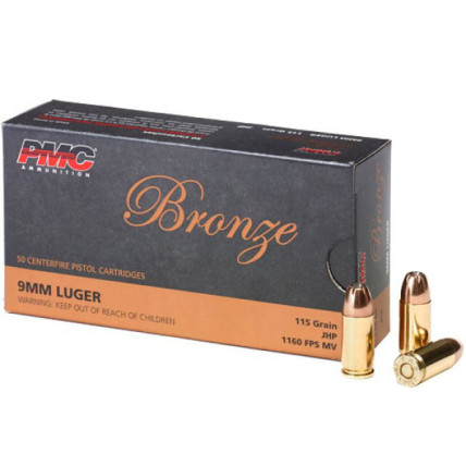 Munição PMC 9 mm Luger 115GR JHP Cx c/50 1