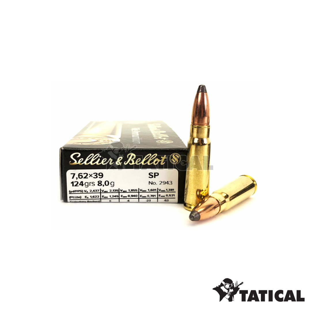 Munição Sellier & Bellot .7,62x39 SP 124gr Cx c/20