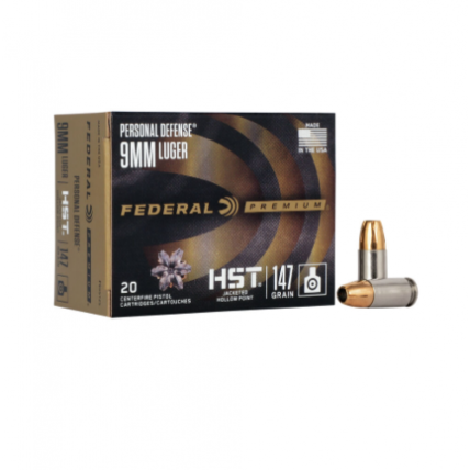 Munição Federal 9 mm Luger HST JHP 147gr Cx c/ 20 1