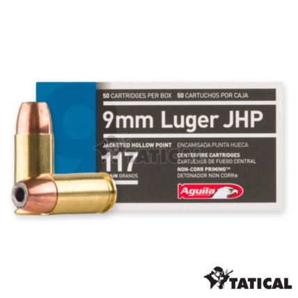 Munição Aguila JHP 117gr 9 mm Luger Cx c/ 50