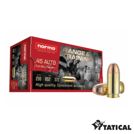 Munição Norma R&T .45 Auto FMJ 230gr Cx C/50