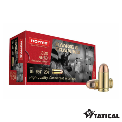 Munição Norma R&T .380 Auto FMJ 95gr Cx C/50