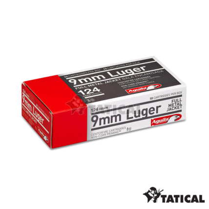 Munição Aguila FMJ 124gr 9 mm Luger Cx c/ 50