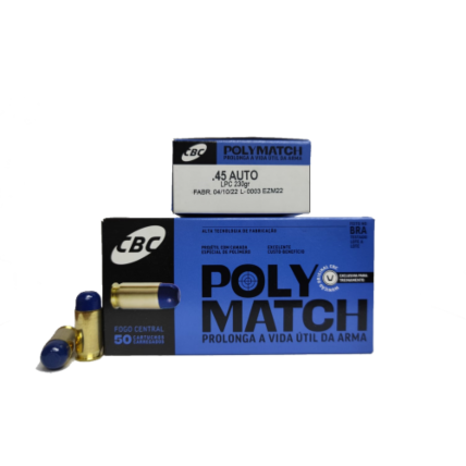 Munição CBC .45 Auto LPC 230Gr Polymatch Cx c/50 1