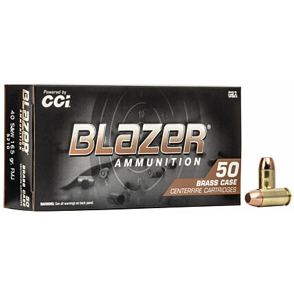 Munição CCI .40 S&W  FMJ Blazer Brass 165gr  Cx c/50 1