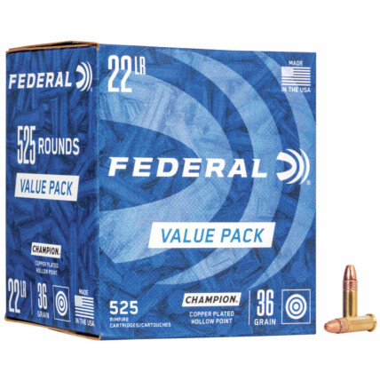 Munição Federal .22 LR Champion Plated HP 36gr  Cx c/525 1