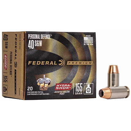 Munição Federal .40  S&W Hydra-Shok JHP 155gr Cx c/20 1