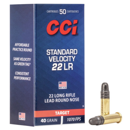 Munição CCI .22 LR STD Velocity LRN 40gr Cx c/50 1