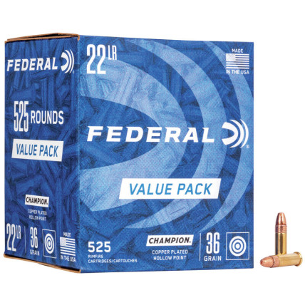Munição Federal .22 LR Champion Plated HP 36gr  Cx c/525 1