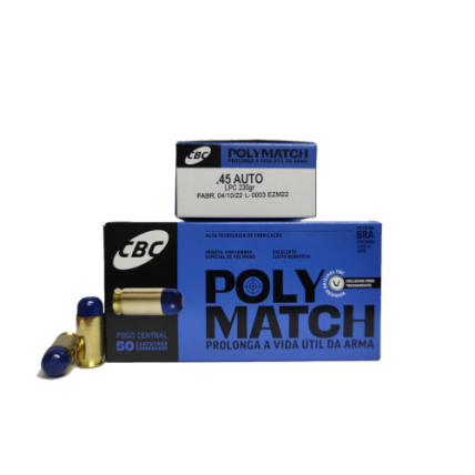 Munição CBC .45 Auto LPC 230Gr Polymatch Cx c/50 1