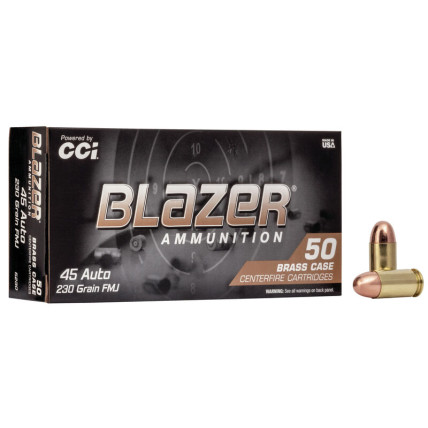 Munição CCI .45 ACP FMJ Blazer Brass 230gr Cx c/50 1