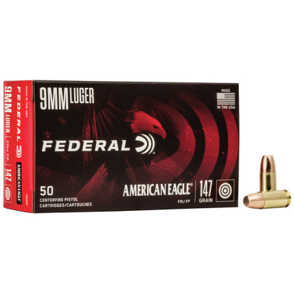 Munição Federal Cal 9 mm Luger 147GR FMJ FP CX 50 1