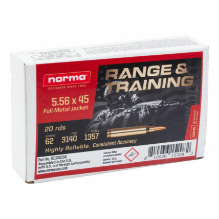 Munição Norma 5.56X45MM FMJ 62gr 1